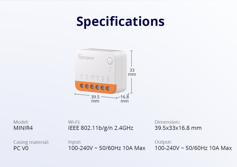 Sonoff MINIR4 Wifi Smart Schalter 2 Wege LichtSchalter Relaismodul APP Steuerung