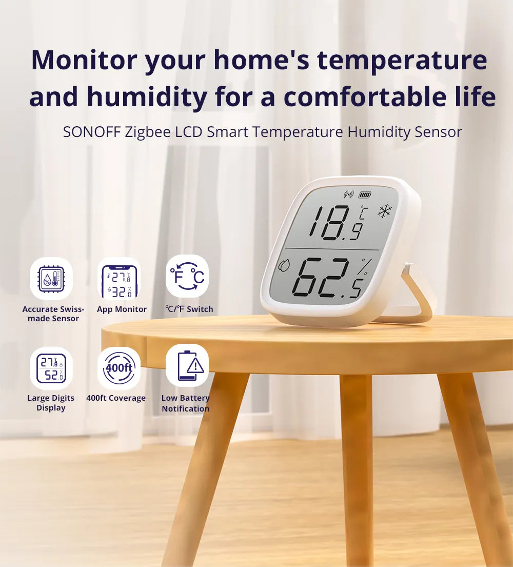 Sonoff SNZB-02D Zigbee LCD Smart Temperatur Luftfeuchtigkeit Sensor