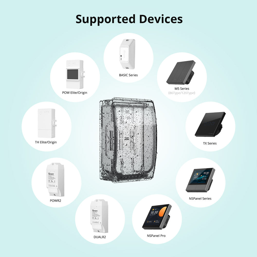 Sonoff R2 Box: Wasserdichtes IP66 Gehäuse aus PC V0, transparent, 152 x 100 x 48 mm