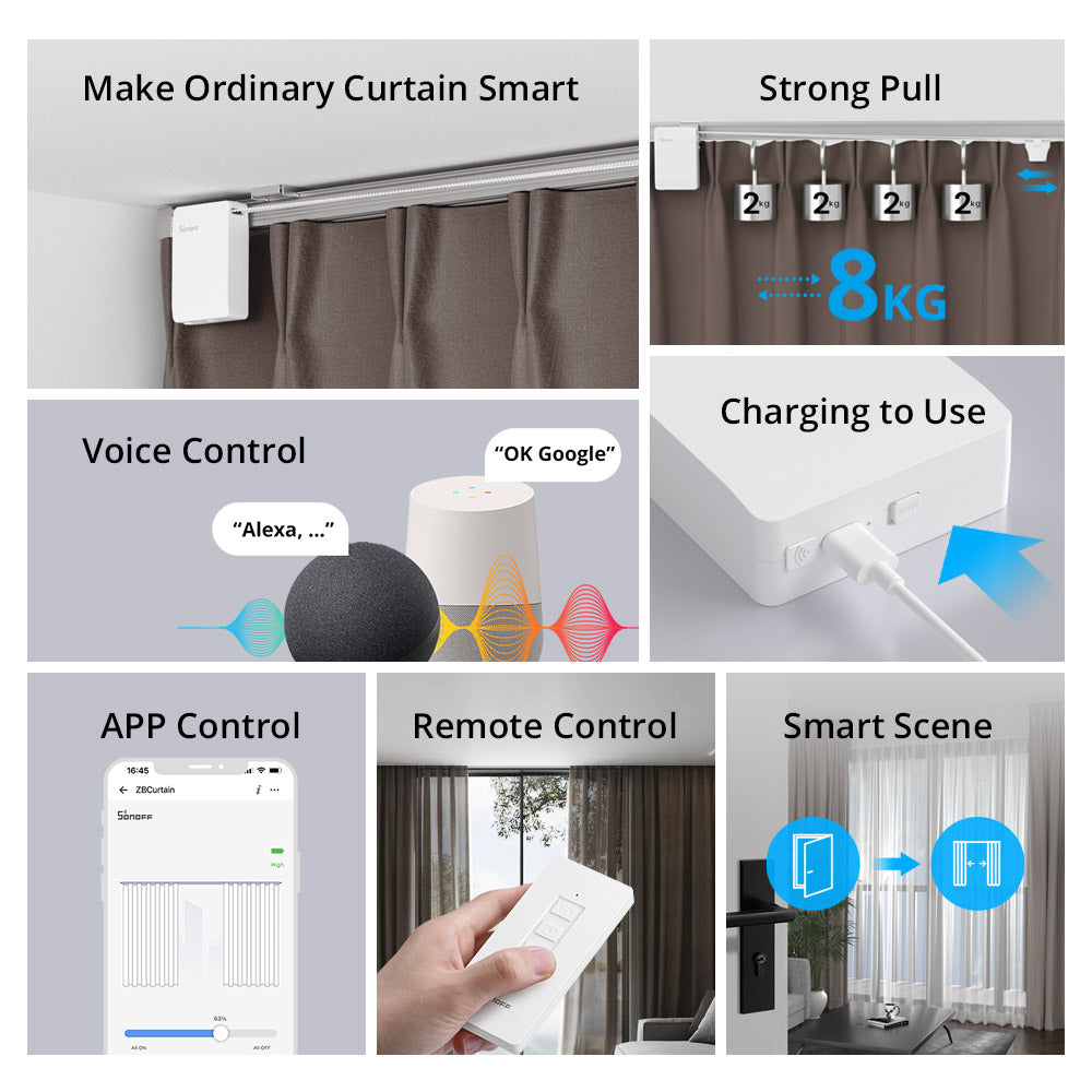 Sonoff ZBCurtain Smart Home Vorhangmotor Zigbee 3.0 inklusive Fernbedienung und Batterie