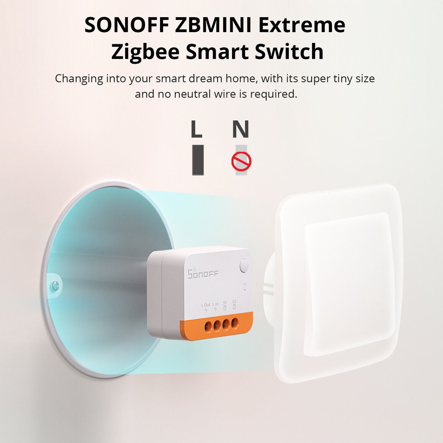 Sonoff ZBMINIL2 Extrem Intelligenter Zigbee Smart Schalter Ohne Neutralleiter Funktioniert mit Amazon Alexa und Google Home