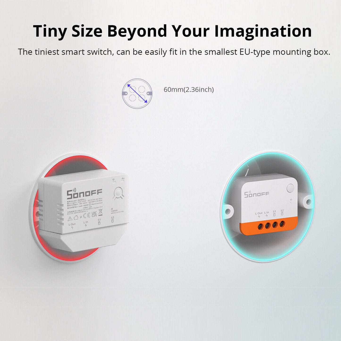 Sonoff ZBMINIL2 Extrem Intelligenter Zigbee Smart Schalter Ohne Neutralleiter Funktioniert mit Amazon Alexa und Google Home