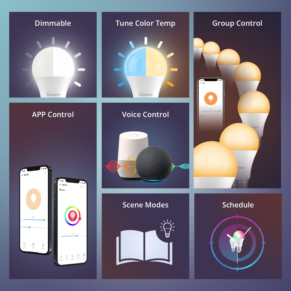 Sonoff B05-BL-A60, Smart LED-Lampe, RGB Glühbirne, WiFi, E27