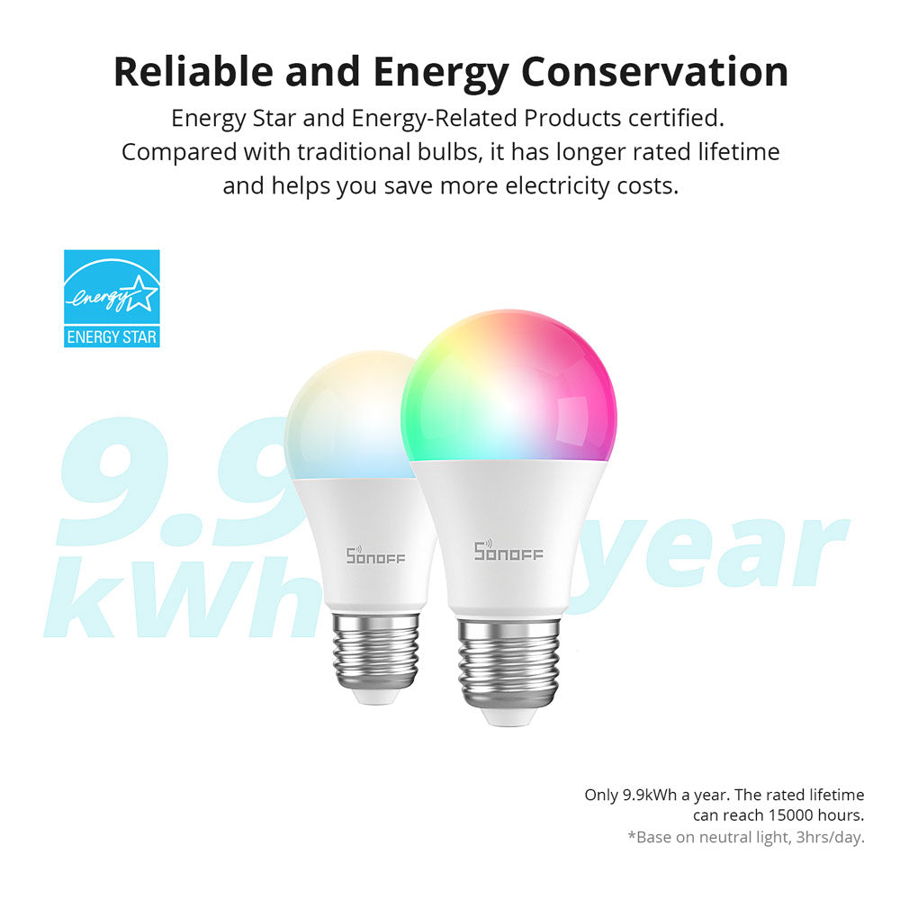 Sonoff B02-BL-A60, Smart LED-Lampe, Glühbirne warm-weiß E27, WiFi