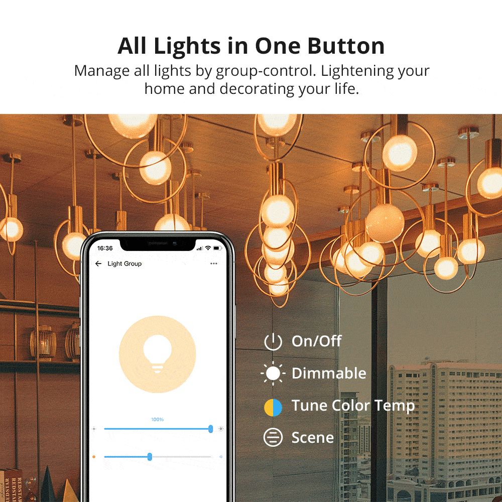Sonoff B02-BL-A60, Smart LED-Lampe, Glühbirne warm-weiß E27, WiFi