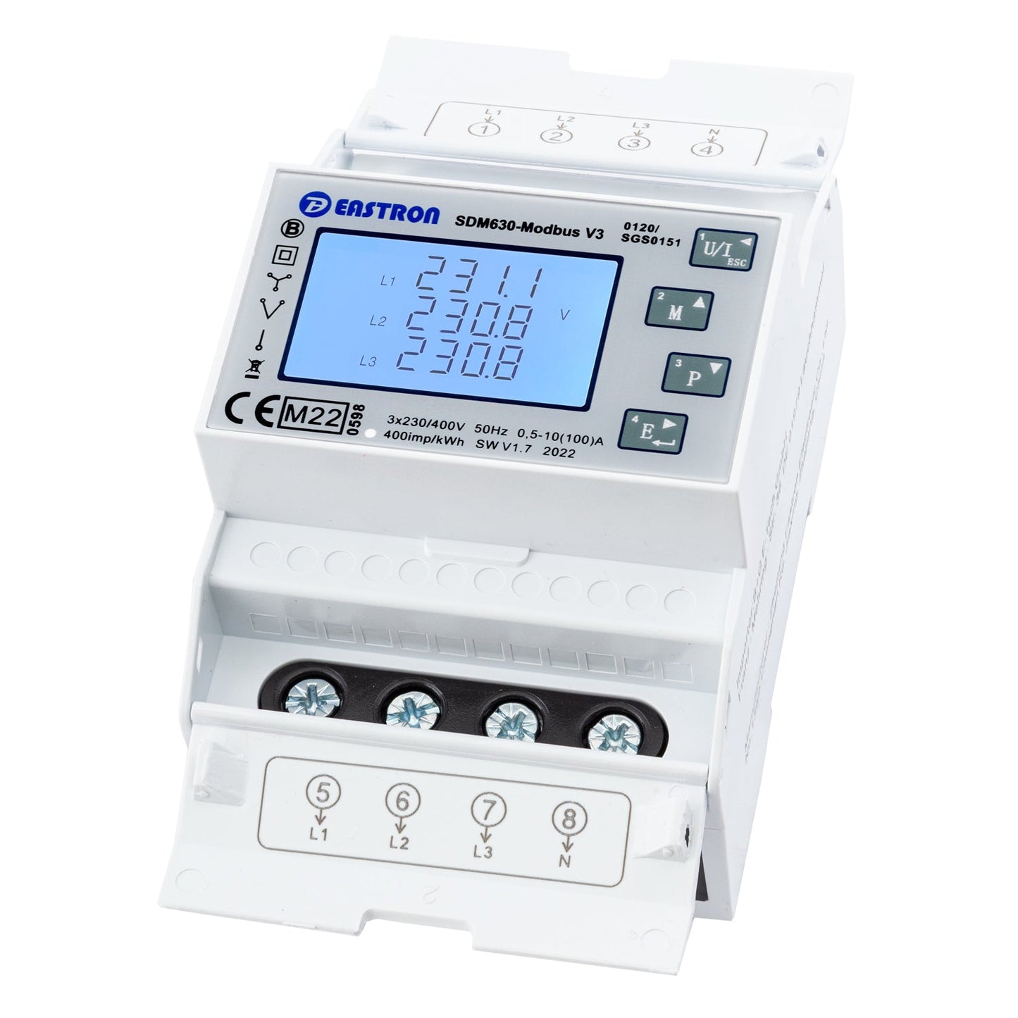 Eastron SDM630Modbus-V3 MID Zweirichtungs- Multifunktionsstromzähler mit RS485 und 2x S0