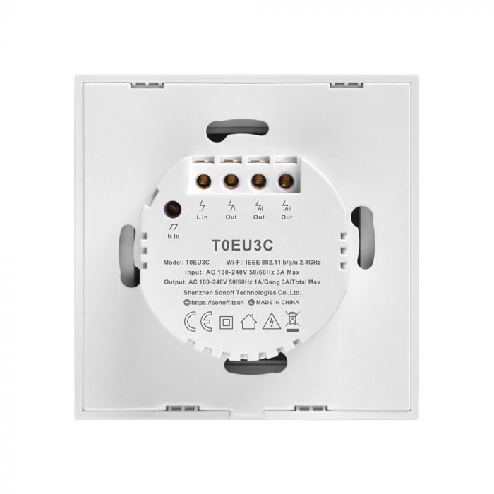 Sonoff T0EU1C-TX, T0EU2C-TX, T0EU3C-TX touch Wi-Fi Wall smart switch weiß, WLAN-Lichtschalter