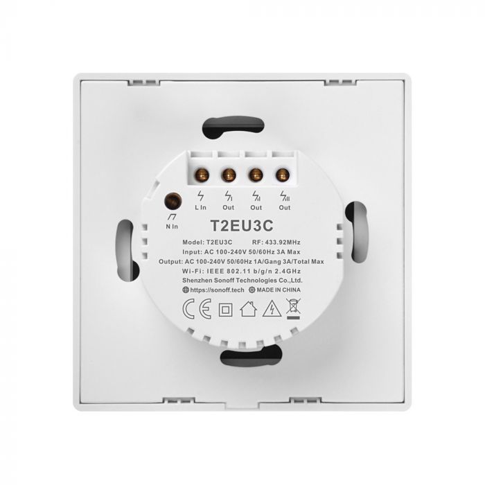 Sonoff T2EU1C-TX,T2EU2C-TX, T2EU3C-TX touch Wi-Fi + 433MHz Wall Smart Switch weiß Lichtschalter