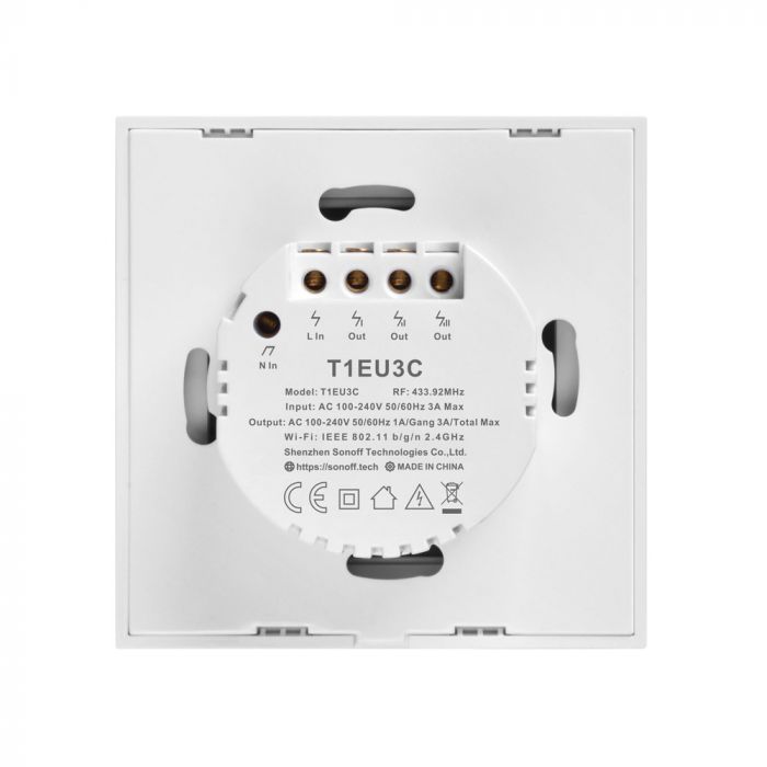 Sonoff T1EU1C-TX, T1EU2C-TX, T1EU3C-TX touch Wi-Fi + 433MHz Wall Smart Switch weiß, Lichtschalter