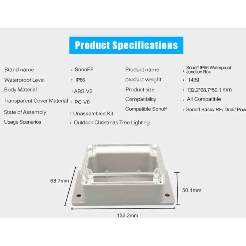 Sonoff Shelly IP66 Wasserdichte Anschlussdose