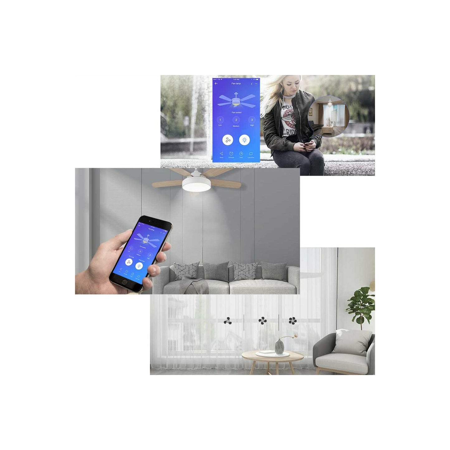 Sonoff iFan04-H - WLAN-Deckenventilator und Lichtsteuerung inklusive RF-Fernbedienung.