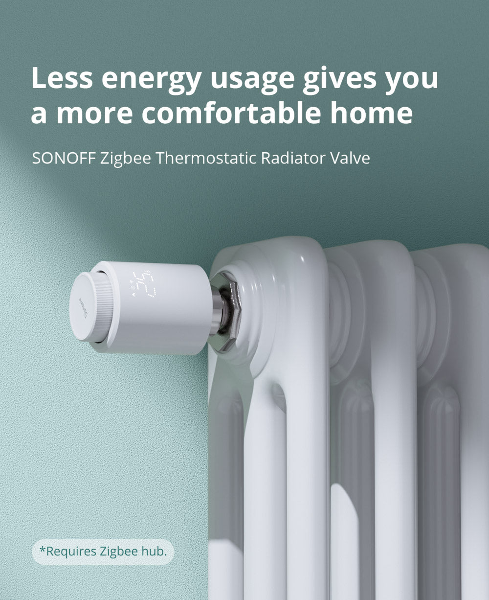 Sonoff TRVZB Thermostatventil für Smart Zigbee Heizkörper kompatibel mit Amazon Alexa/Home Assistant