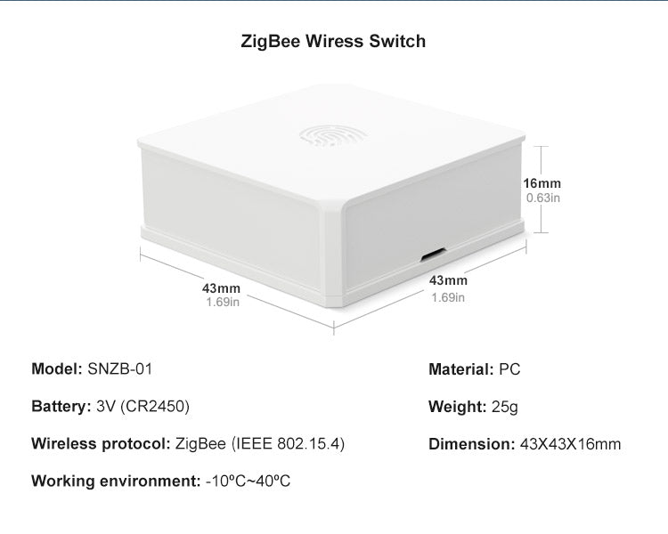 Sonoff SNZB-01 Smart Wireless Switch ZigBee, Touch Sensor/Schalter