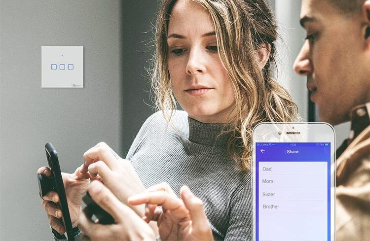 Sonoff T2EU1C-TX,T2EU2C-TX, T2EU3C-TX touch Wi-Fi + 433MHz Wall Smart Switch weiß Lichtschalter